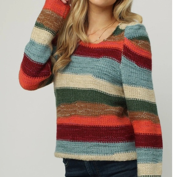Dear John NWT LEAH LONG SLEEVE SWEATER FRUIT STRIPE - Picture 1 of 8